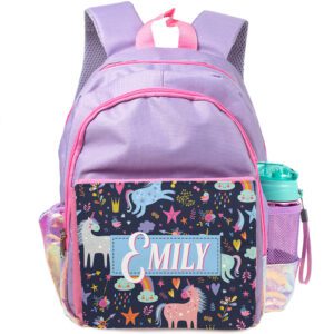 Personalised Unicorn Doodles Purple Kids Backpack PL06