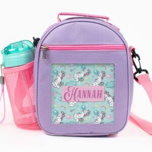 Personalised Unicorn Purple Kids Lunch Bag PL07