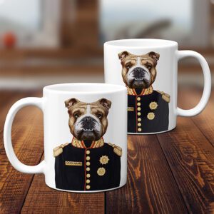 Personalised British Bulldog Dog Military Uniform Mug FDM09