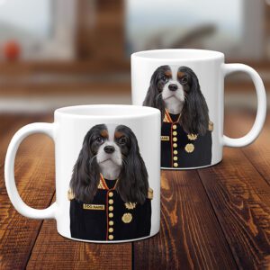 Personalised Cavalier King Charles Spaniel (Black) Dog Military Uniform Mug FDM16