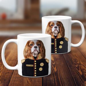 Personalised Cavalier King Charles Spaniel (Brown) Dog Military Uniform Mug FDM17