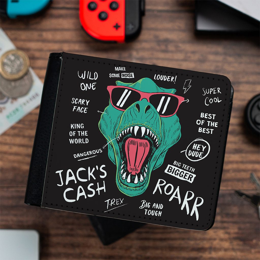 Personalised Cool Dinosaur Kids Wallet KS205
