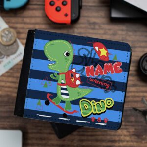Personalised Dinosaur Skater Kids Wallet KK08