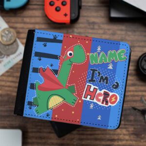 Personalised Dinosaur Superhero Kids Wallet KK09