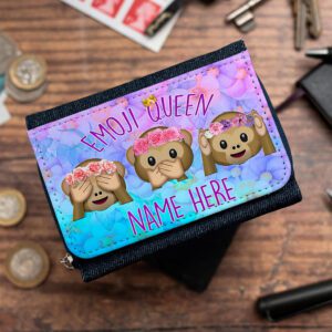Personalised Emoji Monkey Kids Denim Purse KS60
