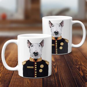 Personalised English Bull Terrier Dog Military Uniform Mug FDM20