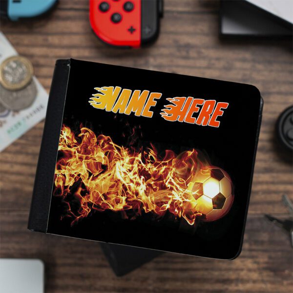 Personalised Football Flames Kids Wallet DP27