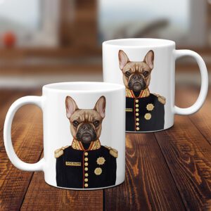 Personalised French Bulldog Dog Military Uniform Mug FDM21
