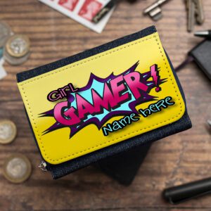 Personalised Gamer Girl Kids Denim Purse ET01