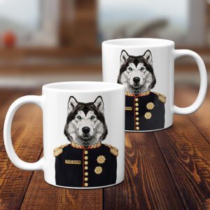 Personalised Husky Dog Military Uniform Mug FDM25