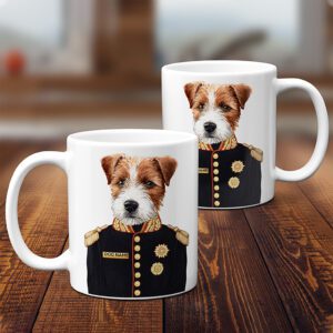 Personalised Jack Russell (Long Hair) Dog Military Uniform Mug FDM27