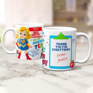 Personalised Superhero Teacher Mug KTM19