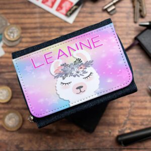 Personalised Cute Llama Kids Denim Purse KKP47
