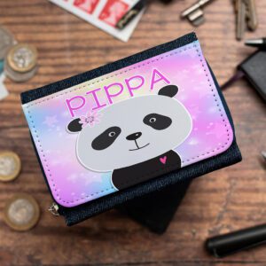 Personalised Cute Panda Kids Denim Purse KKP36