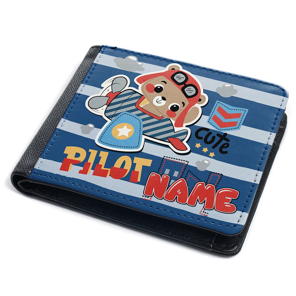 Personalised Bear Aeroplane Pilot Kids Wallet KK16 - Image 6