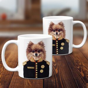 Personalised Pomeranian Dog Military Uniform Mug FDM29