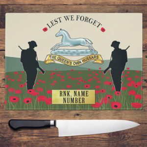 Personalised Queen's Own Hussars Military Chopping Board VPCH18