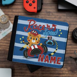 Personalised Tiger Racer Driver Kids Wallet KK20