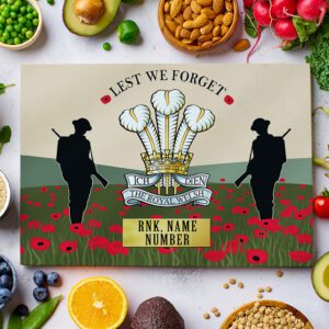 Personalised Royal Welsh Military Chopping Board VPCH61