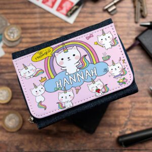 Personalised Caticorn Kids Denim Purse KS149A