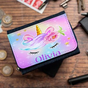 Personalised Cute Unicorn Kids Denim Purse KK47