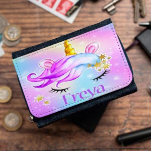 Personalised Cute Unicorn Kids Denim Purse KK48