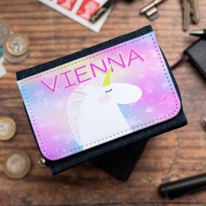 Personalised Cute Unicorn Kids Denim Purse KKP46