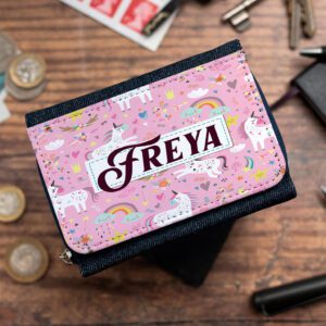 Personalised Unicorn Doodles Kids Denim Purse PL05