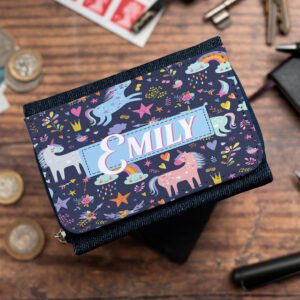 Personalised Unicorn Doodles Kids Denim Purse PL06