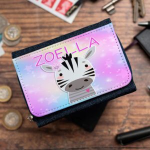 Personalised Cute Zebra Kids Denim Purse KKP42