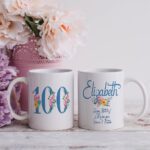 Personalised 100th Birthday Floral Mug