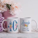 Personalised 40th Birthday Floral Mug
