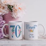 Personalised 70th Birthday Floral Mug