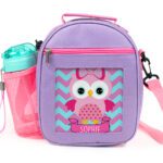 Cute Owl Girls Purple School Lunch Bag