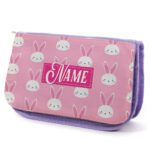 Cute Bunny Rabbit Kids Purple Pencil Case