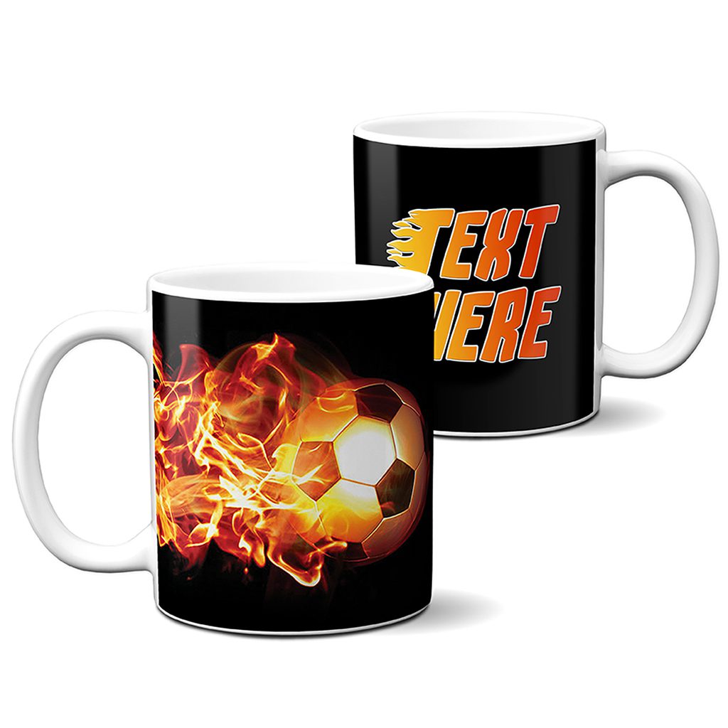 Football Flames Goal Personalised Mug