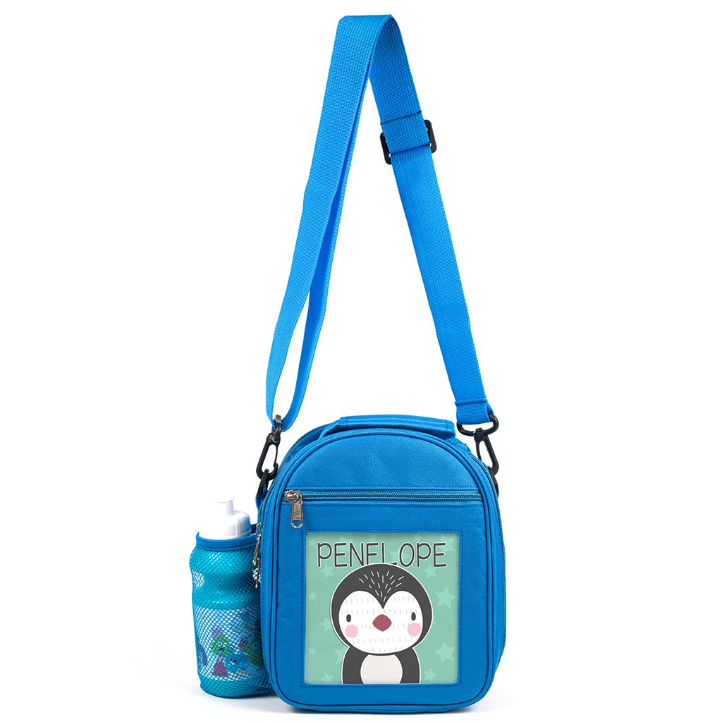 Personalised Kids Boys Lunch Bag Cute Penguin