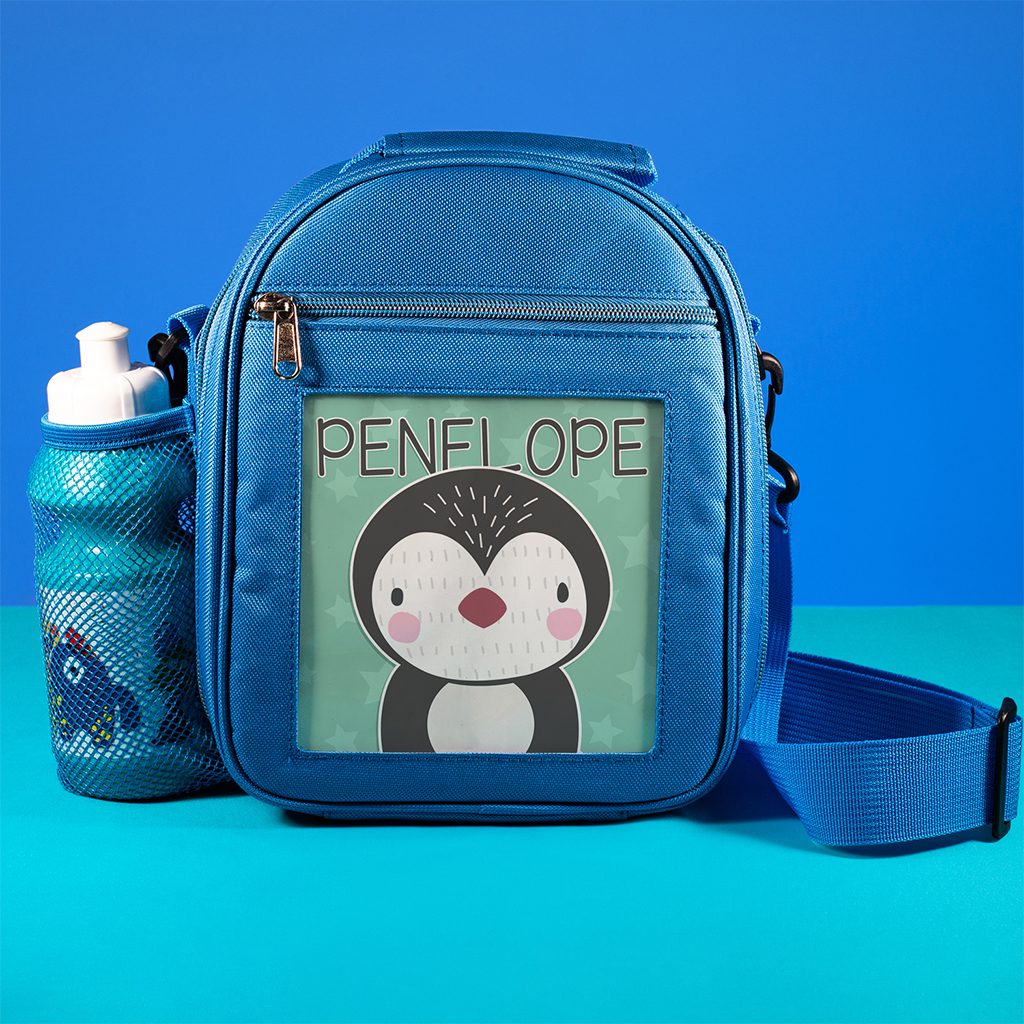 Personalised Kids Boys Lunch Bag Cute Penguin