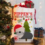 Personalised Bearded Collie Dog Christmas Sack for Pet Festive Treats