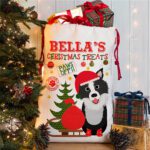Personalised Border Collie Dog Christmas Sack for Pet Festive Treats