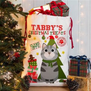 Personalised Cat Christmas Sack for Pet Festive Treats