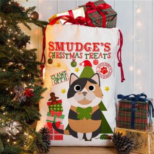 Personalised Cat Christmas Sack for Pet Festive Treats