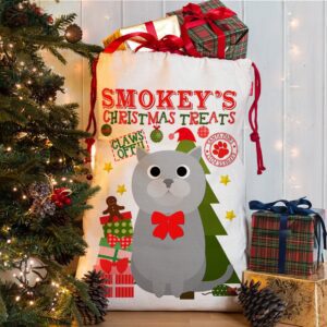 Personalised Cat Christmas Sack for Pet Festive Treats