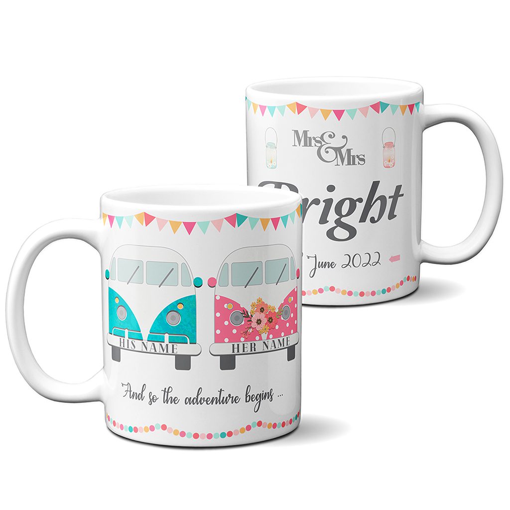 Personalised Camper Van Wedding Mug Couple Gift