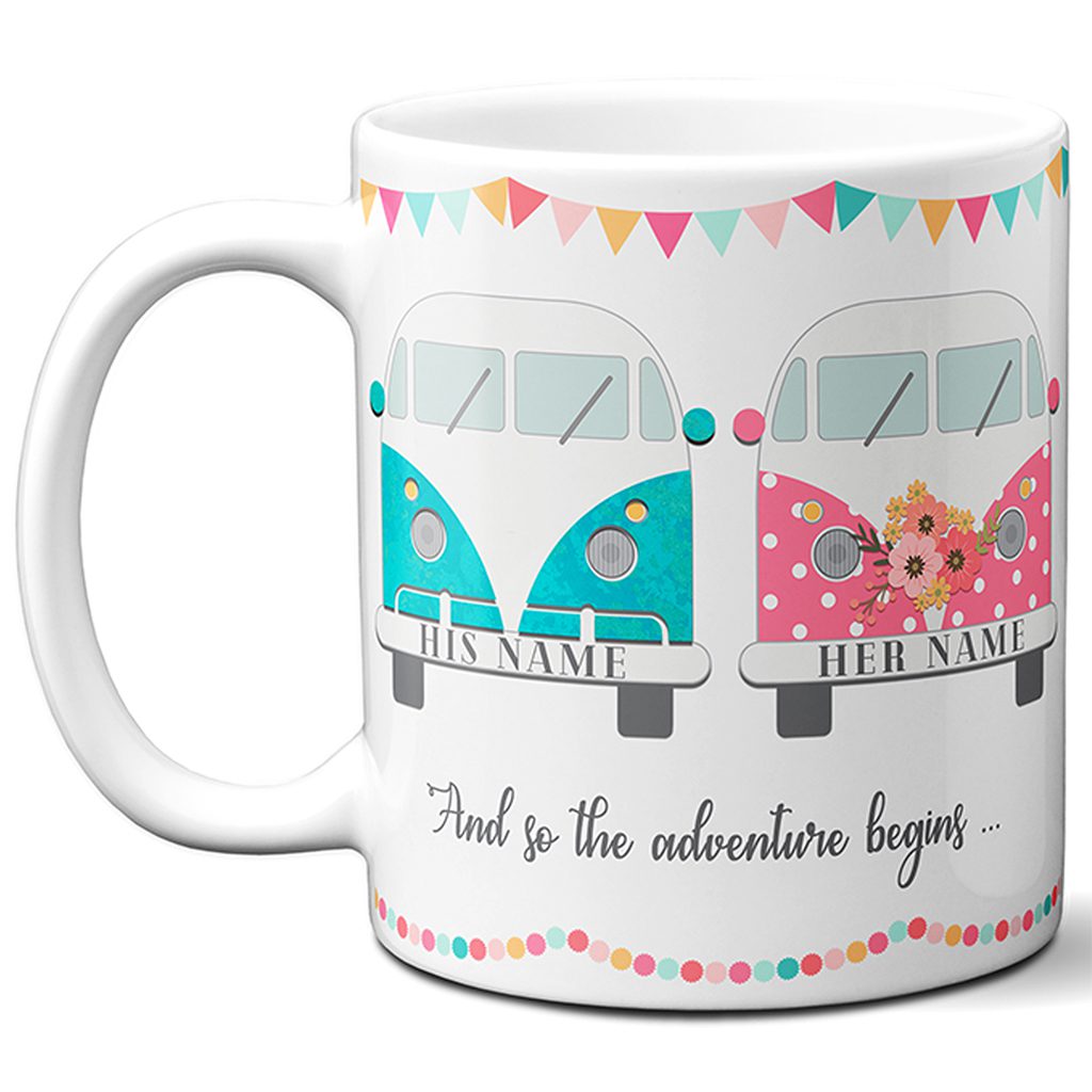 Personalised Camper Van Wedding Mug Couple Gift