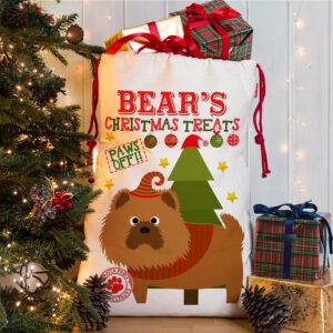Personalised Chow Chow Dog Christmas Sack for Pet Festive Treats