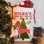 Personalised Fox Hound Dog Christmas Sack for Pet Festive Treats