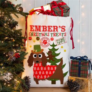 Personalised Irish Red Setter Dog Christmas Sack for Pet Festive Treats