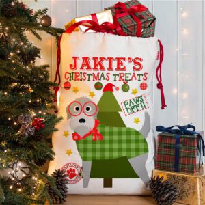 Personalised Irish Wolfhound Dog Christmas Sack for Pet Festive Treats