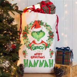 Personalised Grinch Festive Christmas Sack